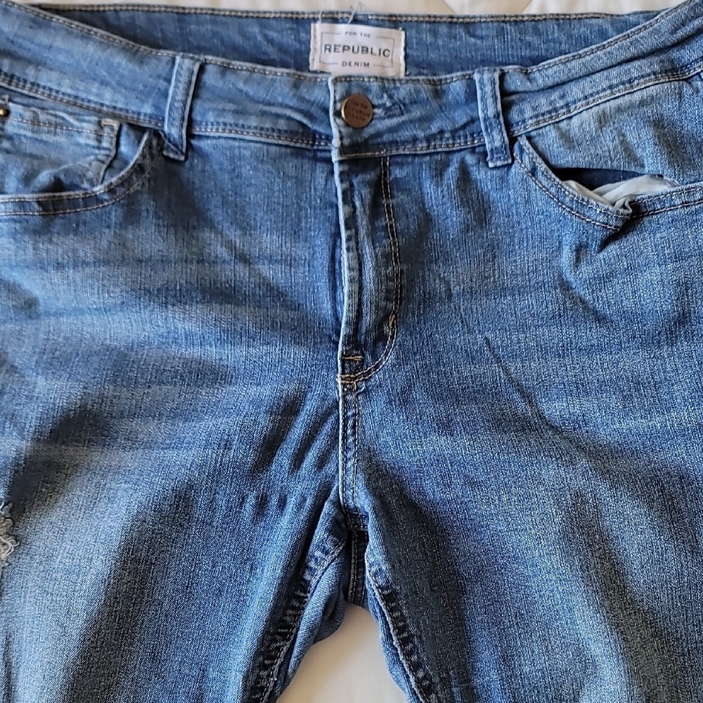 For The Republic Blue Boyfriend Jeans